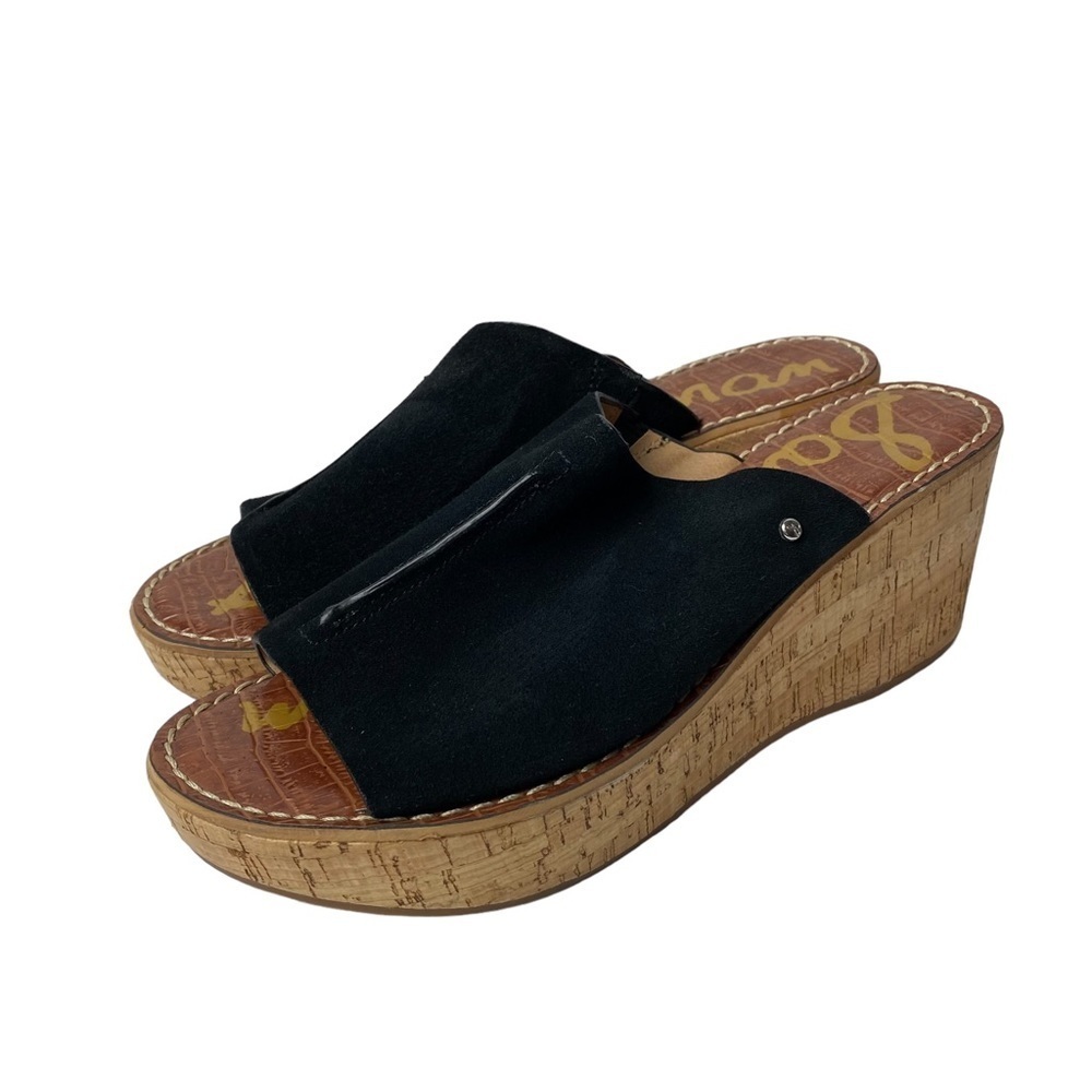 Sam Edelman women’s cork platform wedge black suede size 9